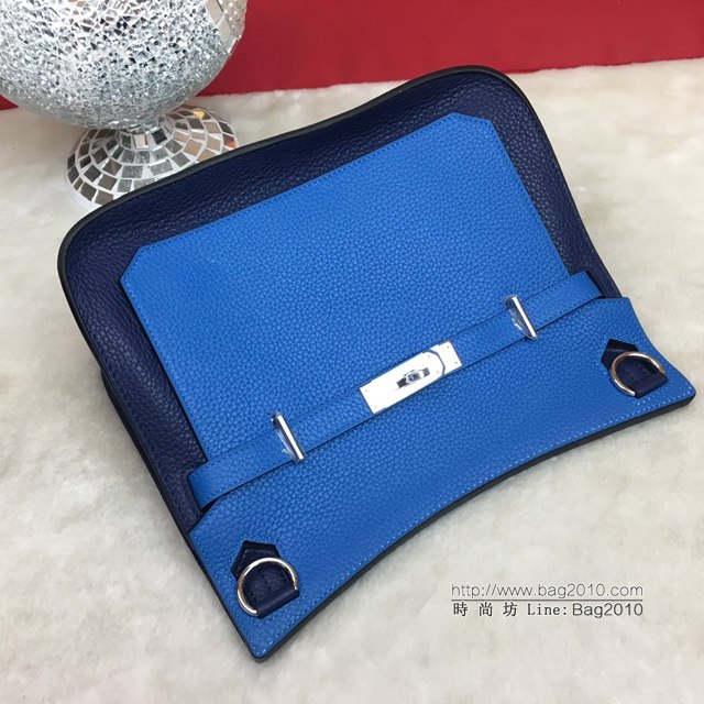 Hermes包包 愛馬仕Jypsiere吉普賽28cm 單肩斜挎愛馬仕包 寶藍/電光藍銀扣  tdh2033